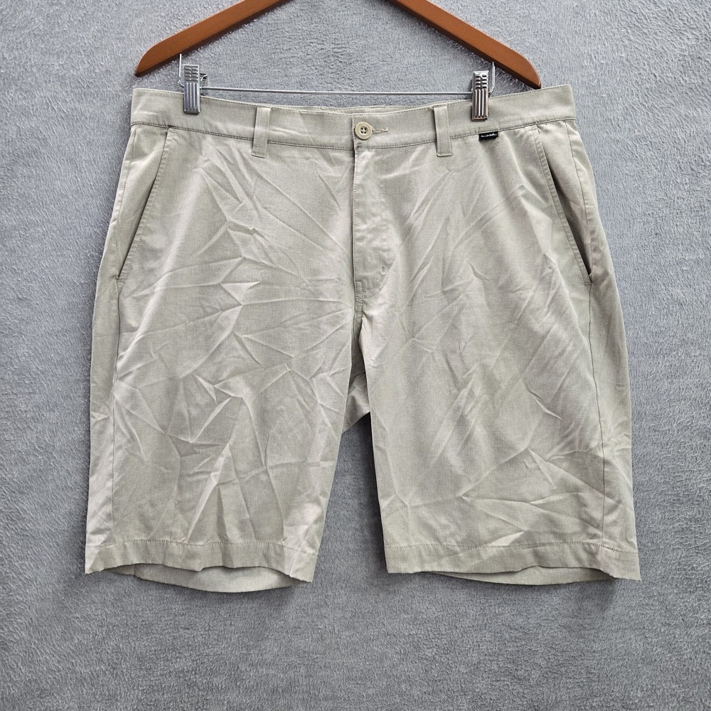 Travismathew Men Shorts 36 Brown Chino Casual Button 10" Inseam Logo READ